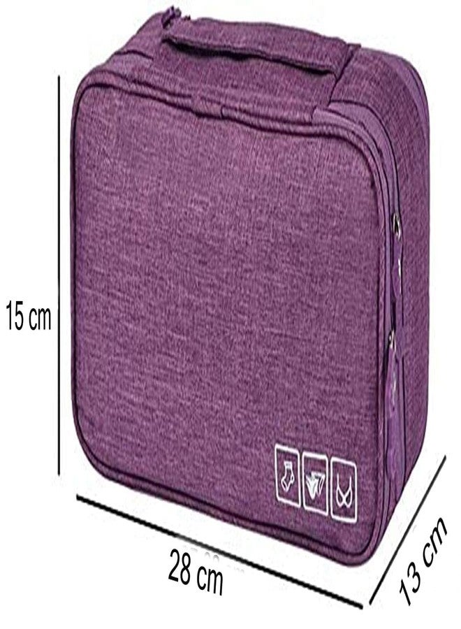 Krivon Flight of Fashion Polyester 3 Layer Lingerie Organizer Bag, Travel Pouch for Storage of Bra, Underwear, Innerwear, Cosmetics, Toiletry for Women - 28 X 15 X 13 Cm - Purple - Image 2